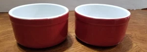 Anchor Hocking Red 4'' Ceramic Ramekin Creme Brule Dish Lot of 2 - Picture 1 of 3