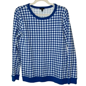 Sudadera Talbots para mujer azul con estampado de guinga mediana cuello redondo - Imagen 1 de 13