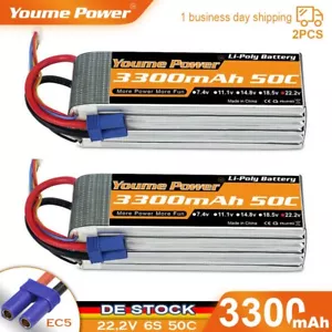 2pcs 22,2V 3300mAh 6S Lipo Akku EC5 für RC Hubschraub Boot Flugzeug Auto Lkw - Bild 1 von 5