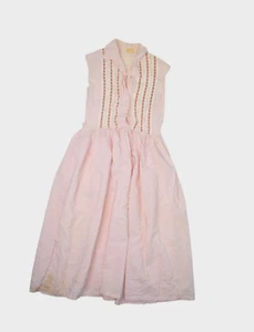 Vintage Tweena Dress Girls 12 Pink Prarie Lace Ruffle Sleeveless Boho Gown - Picture 1 of 15
