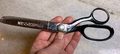Antique Vintage Wiss Pink Pinking Shears Siccors Scissors Black Chrome NEWARK NJ - Image 1 of 4