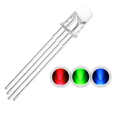 🔧 100 x 5mm RGB Multicolor LED Dioden klar rund, gem. Kathode, 4-Pin, elpohl® - Image 1 of 4