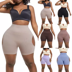 Plus Size Women Hollow Out Slim Fit Yoga Shorts Shapewear Leggings Sporty Pants - Picture 1 of 26