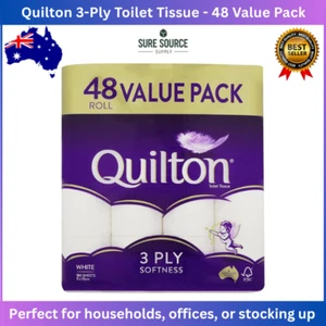 48x Quilton Toilet Paper Tissue Rolls 3-Ply 180 Sheets - Free postage Best Price - Picture 1 of 7