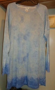 LUCKY BRAND BLUE TIE DYE SOFT KNIT LONG SLEEVE SHORT SLEEP DRESS NWT M - Picture 1 of 10