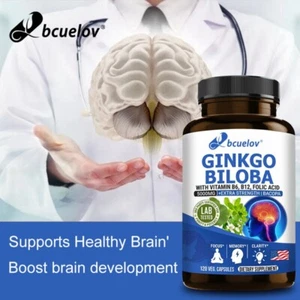 Ginkgo Biloba, 5000 mg, Alta Dosis (24% Flavonas), 120 Cápsulas - Vegano - Imagen 1 de 10
