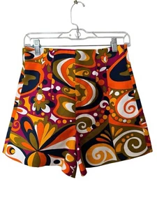 Zara Printed High Waisted Multi Colored Shorts Size: Small NWOT 70s Hippie - Picture 1 of 6