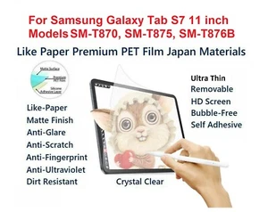 Paper Feel Matte Film Anti-Glare Screen Samsung Galaxy Tablet S7 11 in. - Picture 1 of 9