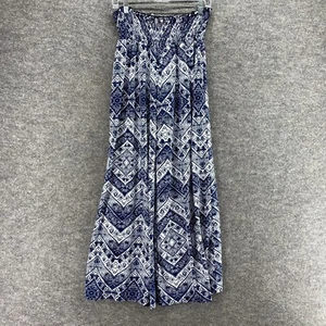 C'est La Vie Pants Women XL Blue Geometric High Rise Flat Front Chino Pull On - Picture 1 of 11
