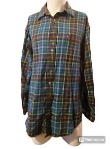 Chemise homme Tommy Hilfiger en flanelle vert bleu grand tartan à carreaux coton boutonnée - Photo 1/6