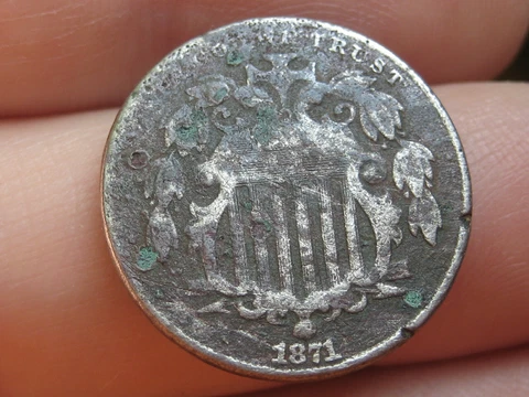 1871 Shield Nickel 5 Cent Piece- VG Details Cover