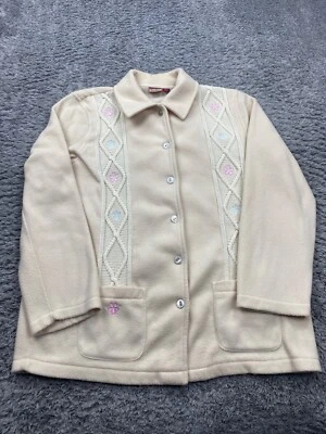 Chaqueta Tudor Court by Haband para mujer grande beige polar tejido con cable suéter de cabaña Foto 1 de 4