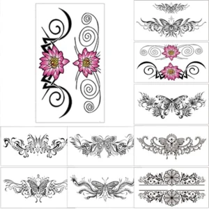 9 Sheets Sexy Tattoos Stickers Large Size Waterproof Temporary Fun Tattoo Waist - Picture 1 of 9