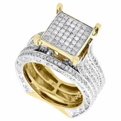 Conjunto nupcial de diamantes creado en laboratorio para damas enchapado en oro amarillo de 10 quilates alianza de boda de 1,40 quilates Foto 1 de 4