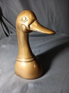 Vintage Solid Brass Bookend Door Stop Mallard Duck Head 6.5" Single - Picture 1 of 8