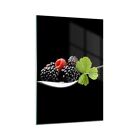 Glass Print 70x100cm Wall Art Picture spoon raspberry blackberry fruit Artwork