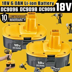 2Pack 18 Volt 6.0AH Li-ion Battery For Dewalt 18V DC9096-2 DC9098 DC9099 DC9096 - Picture 1 of 13