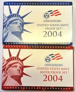 2004 US Mint Silver Proof Set & 2004 US Mint Proof Set (2) Unc Sets in OGP w/COA - Picture 1 of 5