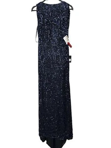 Nuevo con etiquetas Vestido de Noche Ieena For Mac Duggal Azul Marino Sin Mangas Lentejuelas 26331 Talla 0 - Imagen 1 de 11