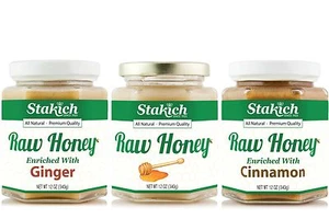 GIFT 12oz Raw Honey + 12oz Ginger Raw Honey+ 12oz Cinnamon Raw Honey Natural - Picture 1 of 1