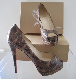 Christian Louboutin Lady Peep Snakeskin Platform Heels Shoes Pumps EU41 - Picture 1 of 15