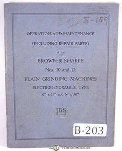 Brown & Sharpe 10 und 12, Schleifer Reparaturteile Betriebs- und Wartungsanleitung - Bild 1 von 1