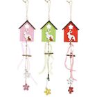 Easter Wooden Pendants Set of 3 House Flower Colorful Painted Pendant