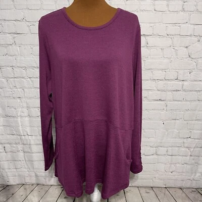 Túnica Denim & Co Essentials Heavenly Jersey Hi Lo tamanho 1X baga  - Imagem 1 de 4