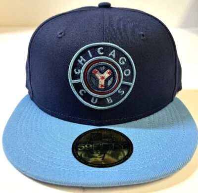 Chicago Cubs MLB NE 2021 City Connect ALT 2 Fitted Hat ~Light Blue/Navy - Image 1 of 4