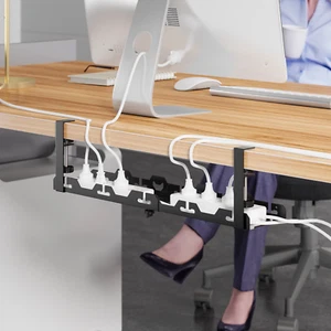 16" to 29" Retractable Under Desk Metal Cable Management Box with Clamp - Picture 1 of 10