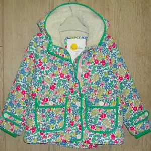 Mini Boden Girls Floral Print Coat Fleece Lined Hooded Jacket Age 2-3 98cm - Picture 1 of 5