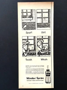 1957 Windex Spray Ad Spurt Dirt Swish Whish any dirt on glass cleans away - Picture 1 of 1
