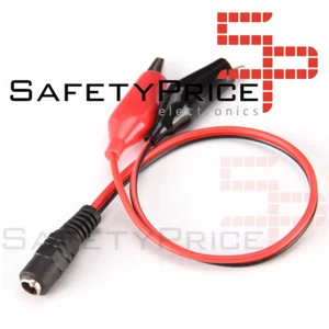 Conector Jack de voltaje CC DC hembra 5,5*2,1mm a Cable Clip pinzas cocodrilo - Imagen 1 de 3