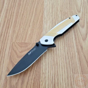 MTech Stripe Assisted Folding Knife 3.5" Black 3Cr13 Steel Blade Aluminum Handle - Picture 1 of 11