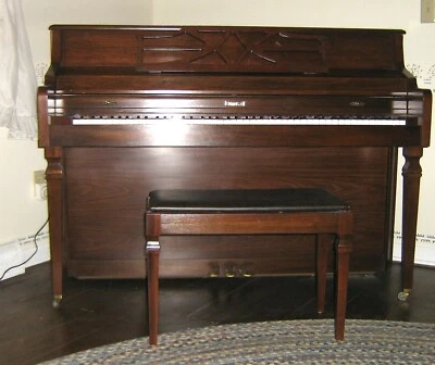 Kimball 42" Special Ed Piano & Padded Bench French Provincial Cherry USA 1 owner - Image 1 of 4