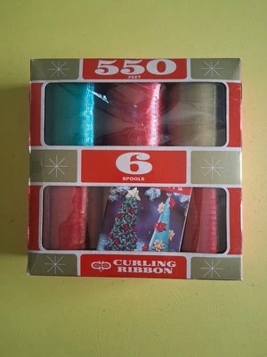 CINTA RIZADORA CLEO de Navidad de colección 6 carretes 550 pies hecha en EE. UU. NUEVA EN CAJA Foto 1 de 4