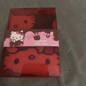 Hello Kitty Chocolate Heart Crew Sock 2 Pairs Gift Set. New In Pack. 2 Designs. - Picture 1 of 12