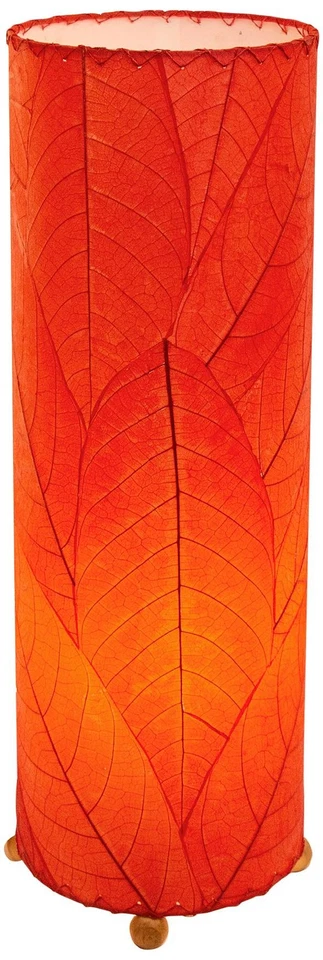 Lámpara de mesa cilíndrica roja hojas de cacao Eangee Foto 1 de 1