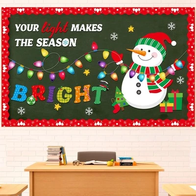 Christmas Bulletin Board Decoration Set Xmas Tree Classroom Decor Snowman San... - Image 1 of 4