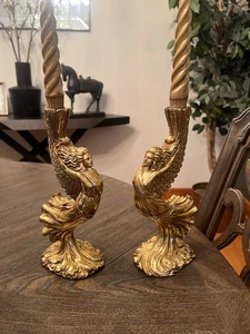 Engel Kerzenständer Halter Resin Gold Vergoldet (2) Neu - Bild 1 von 7