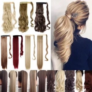 Hair ponytail Clip In as Real Human Hair Extensions Wrap Around Pony Tail US - Picture 1 of 52