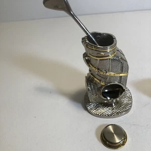 Pequeña bolsa de golf de metal escritorio reloj pisapapeles lápiz soporte para bolígrafo - Imagen 1 de 10