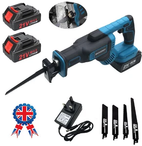 2 Batteries Heavy Duty Reciprocating Saw 21v Metal Wood Pipe Cutter With 4 Blade - Picture 1 of 18