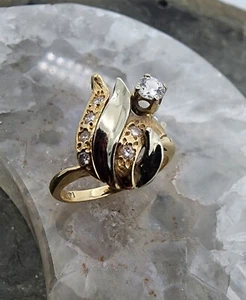 14k .585 Gold .15ct & .21ctw Diamond Icy Flame Sz 6.5 Ring Au 2530 - Picture 1 of 10