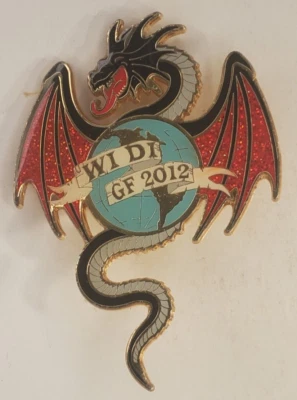 2012 WI DI GF Gold Tone Black Dragon Red Wings Pin WI Destination Imagination - Image 1 of 4