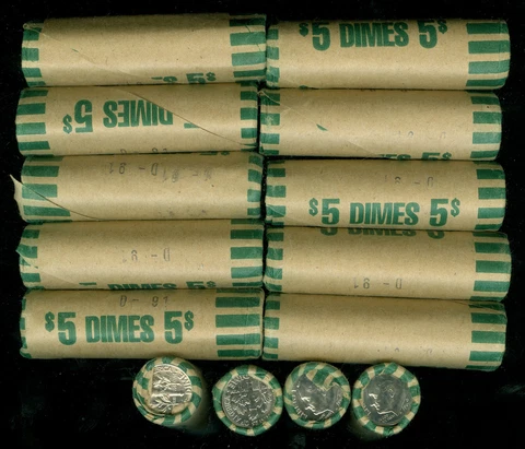 1991 D ROOSEVELT DIME GEM BU BANK WRAPPED ROLLS RARELY SEEN AND RARE Cover