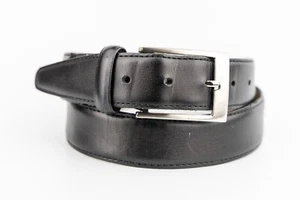 Black Coated Leather Belt Slaters Smart Look Office Work Vegan Friendly 32" - Imagen 1 de 7