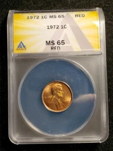 1972 Lincoln Cent ANACS MS65 RD blazing beauty --  #5402343 - Picture 1 of 4