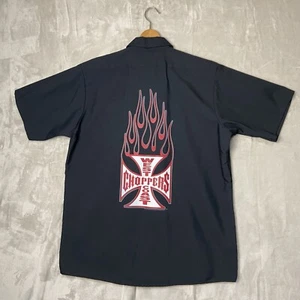 Red Kap Work Shirt West Coast Choppers Logo Shirt Men’s L Short Sleeve Button Up - Picture 1 of 7