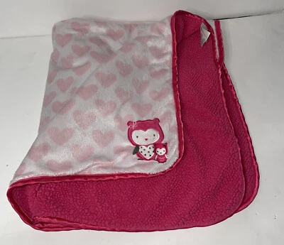 Детское одеяло Child of Mine Carters с вышитой совой с розовыми сердцами шерпа атласное ДЕФЕКТ - Изображение 1 из 4